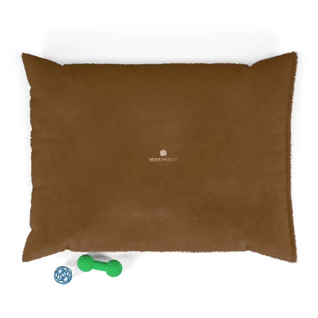 Dark Brown Pet Bed, Solid Color Machine-Washable Pet Pillow With Zippers-Printed in USA