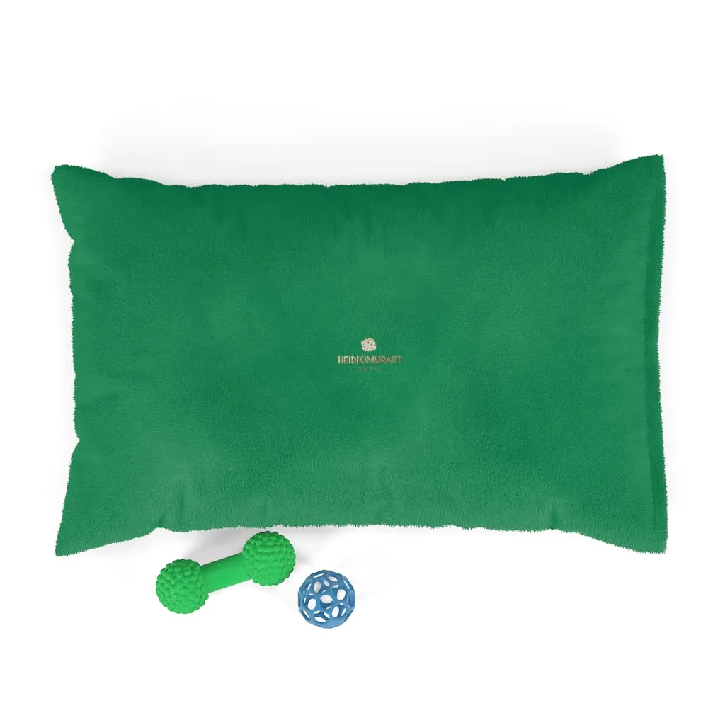 Dark Green Pet Bed, Solid Color Machine-Washable Pet Pillow With Zippers-Printed in USA
