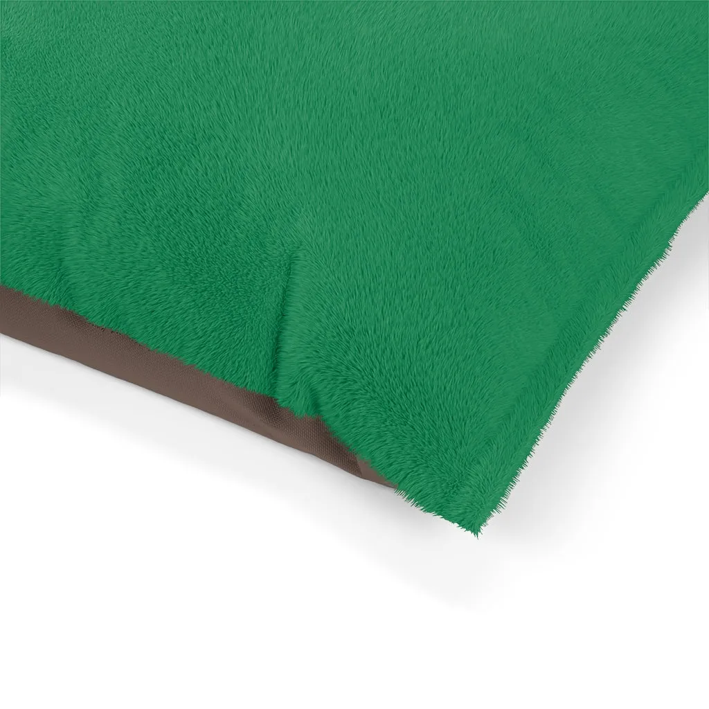 Dark Green Pet Bed, Solid Color Machine-Washable Pet Pillow With Zippers-Printed in USA