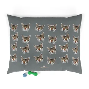 Dark Grey Cat Pet Bed, Solid Color Machine-Washable Pet Pillow With Zippers-Printed in USA