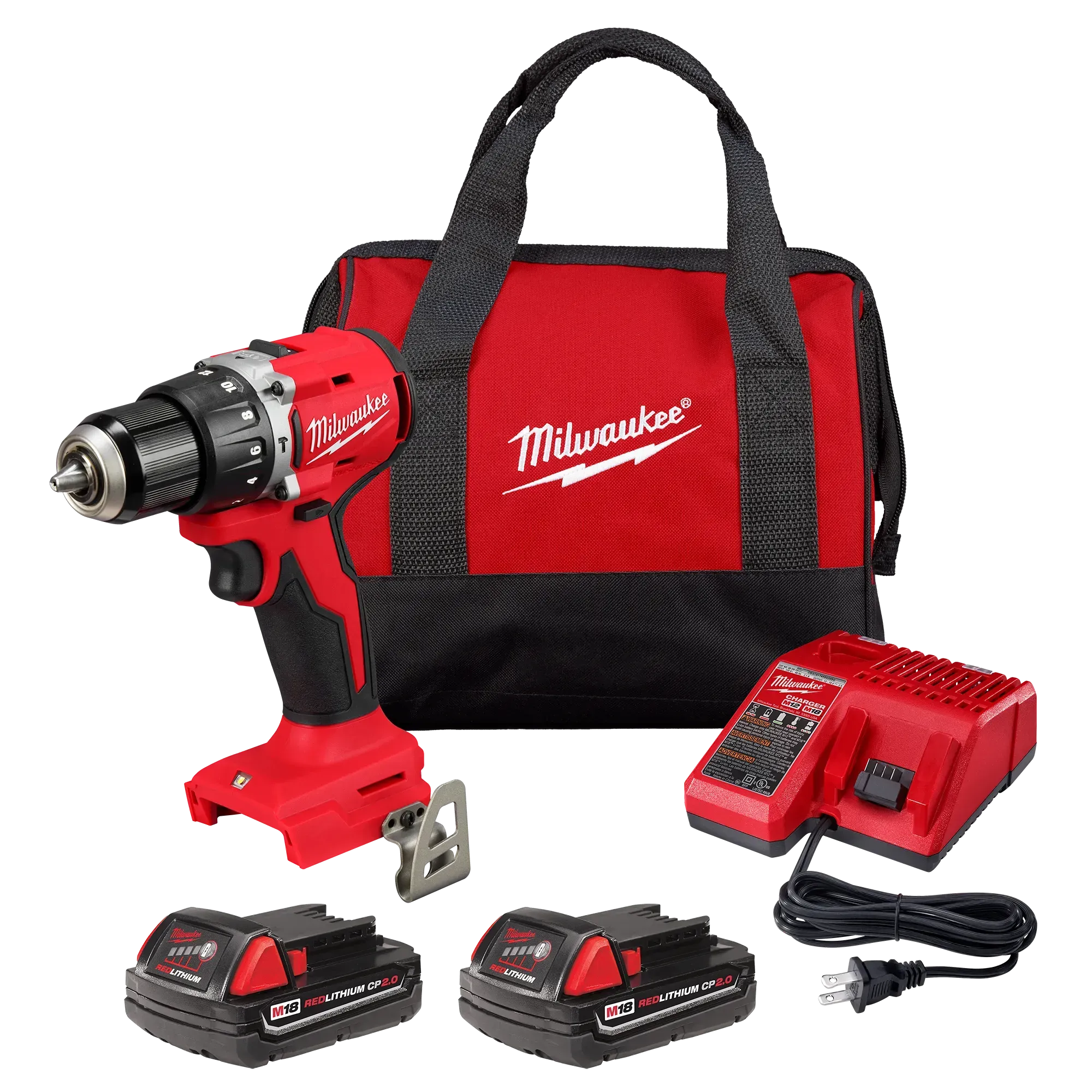 Drill/Driver Kit - Milwaukee M18™ Compact Brushless 1/2" Hammer Drill/Driver Kit, 3602-22CT