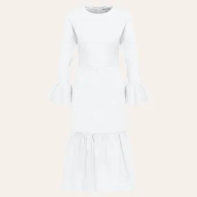 EHE Apparel Audrey ruffled Dress - White
