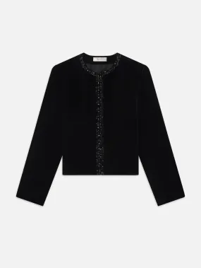 Embellished Velvet Jacket -- Black