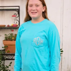Embroidered Monogram Adult Long Sleeve Pocket Tee