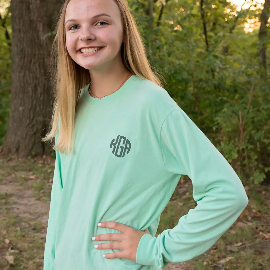 Embroidered Monogram Adult Long Sleeve Tee