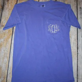 Embroidered Monogram Adult Short Sleeve Pocket Tee