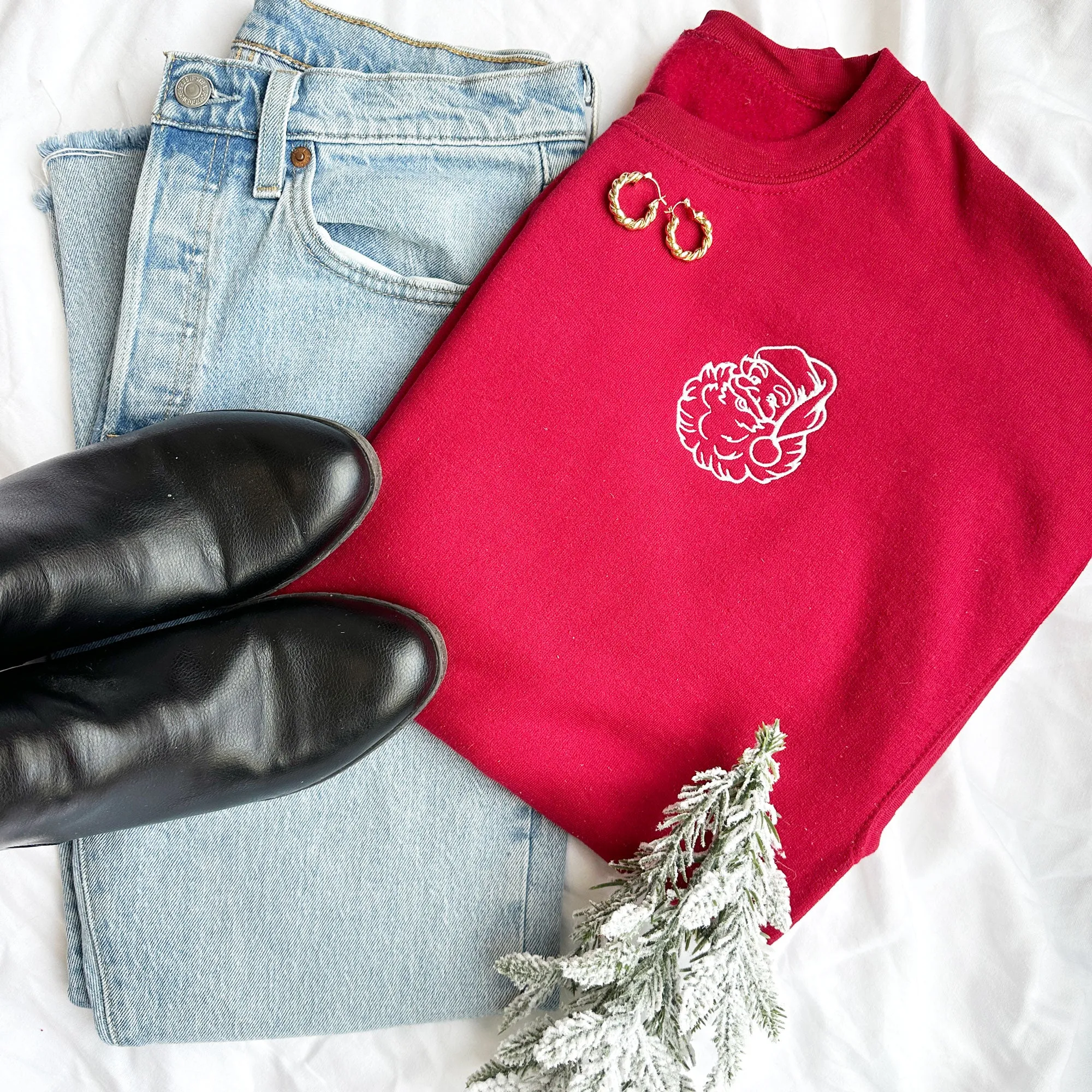Embroidered Santa Gemma Crewneck Sweatshirt