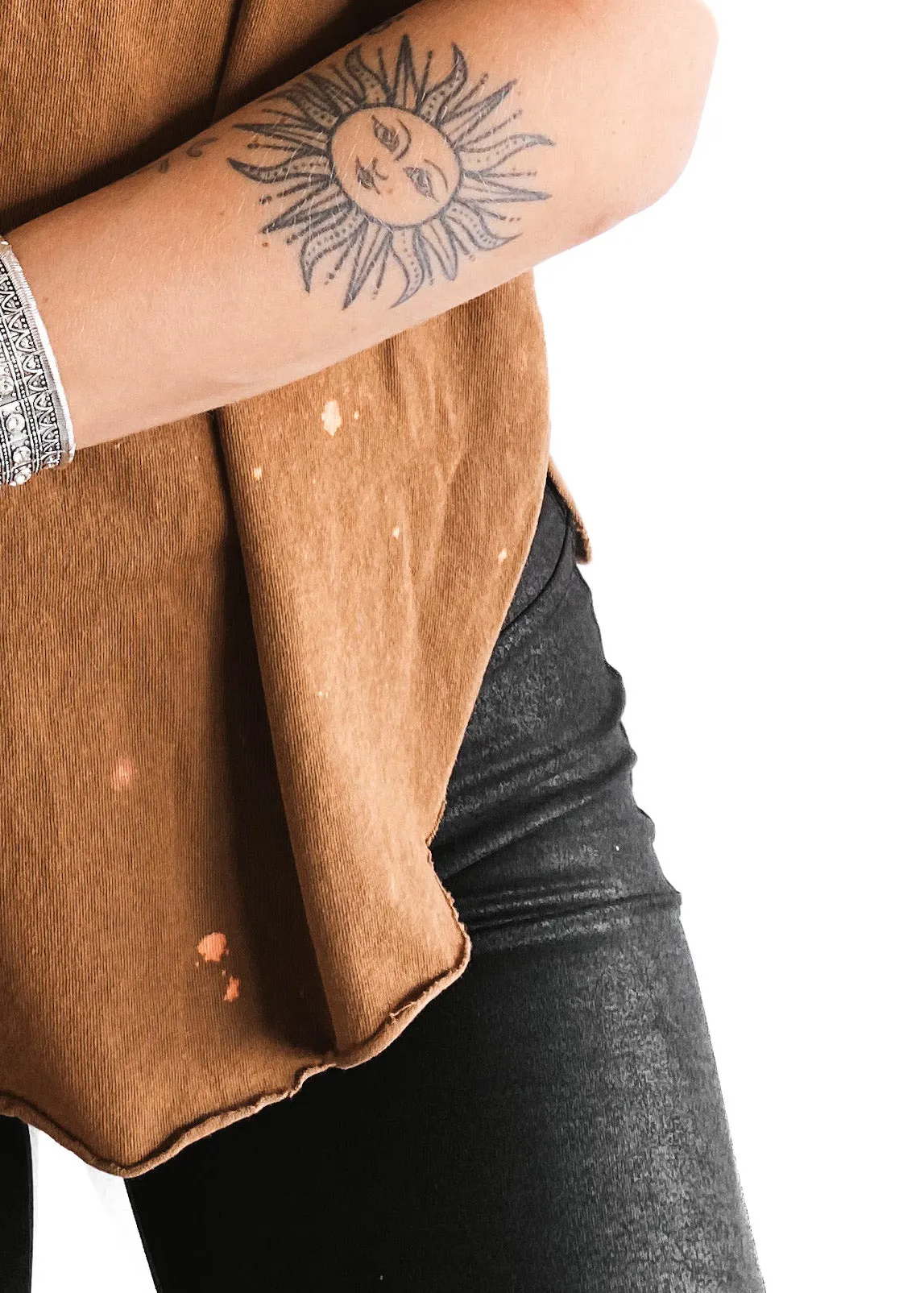 FINAL SALE: A WOMAN'S PLACE IS ON TOP BLEACHED OUT SIDE SLIT TEE