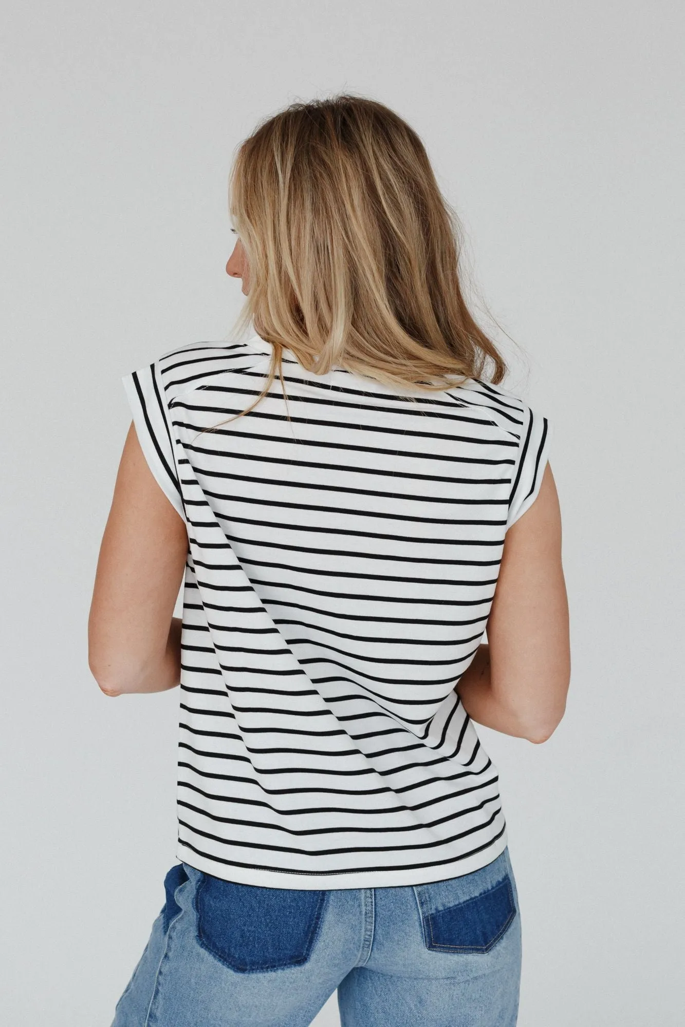 Fine Line Crew Neck Top - Ivory
