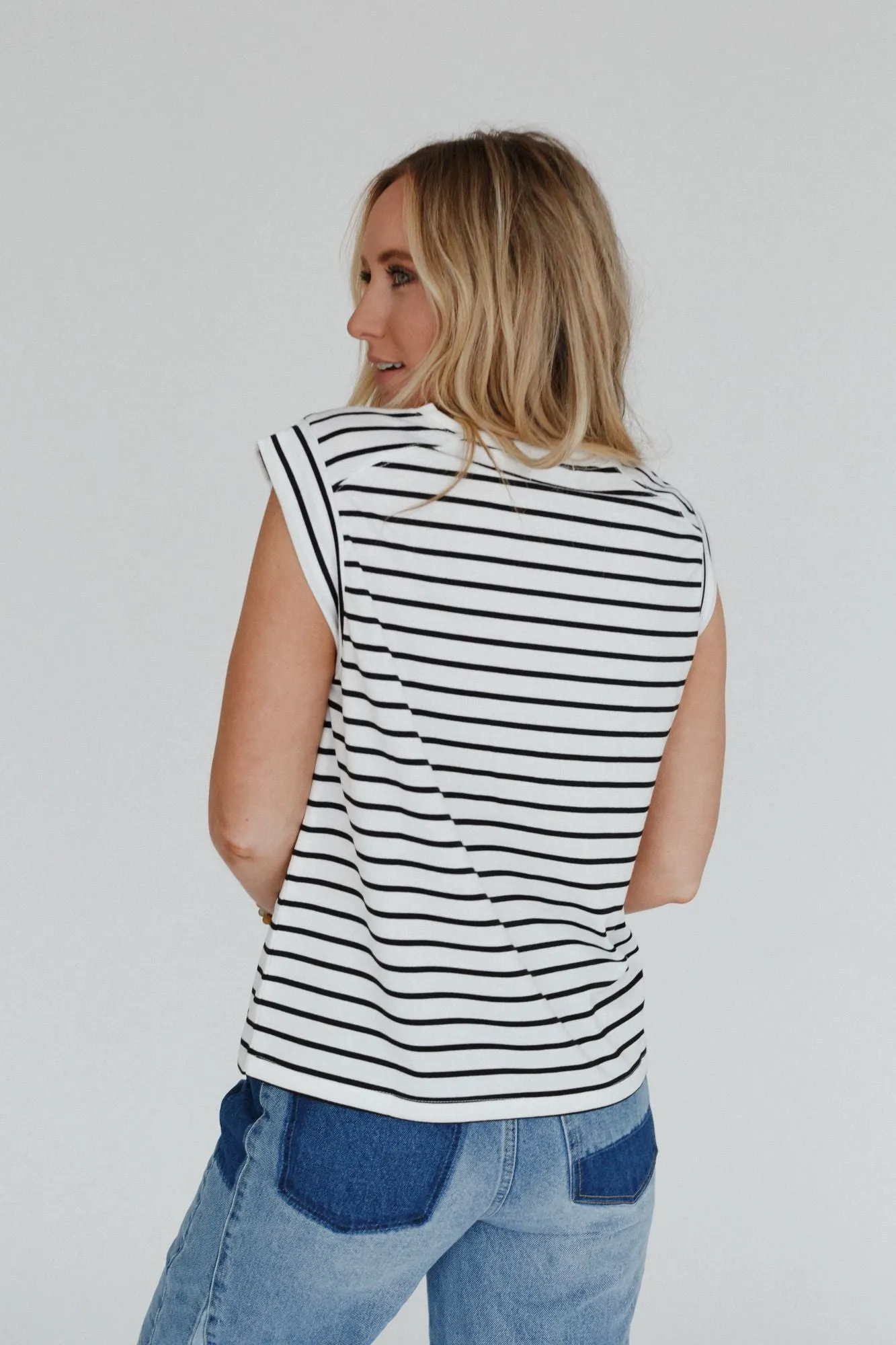 Fine Line Crew Neck Top - Ivory