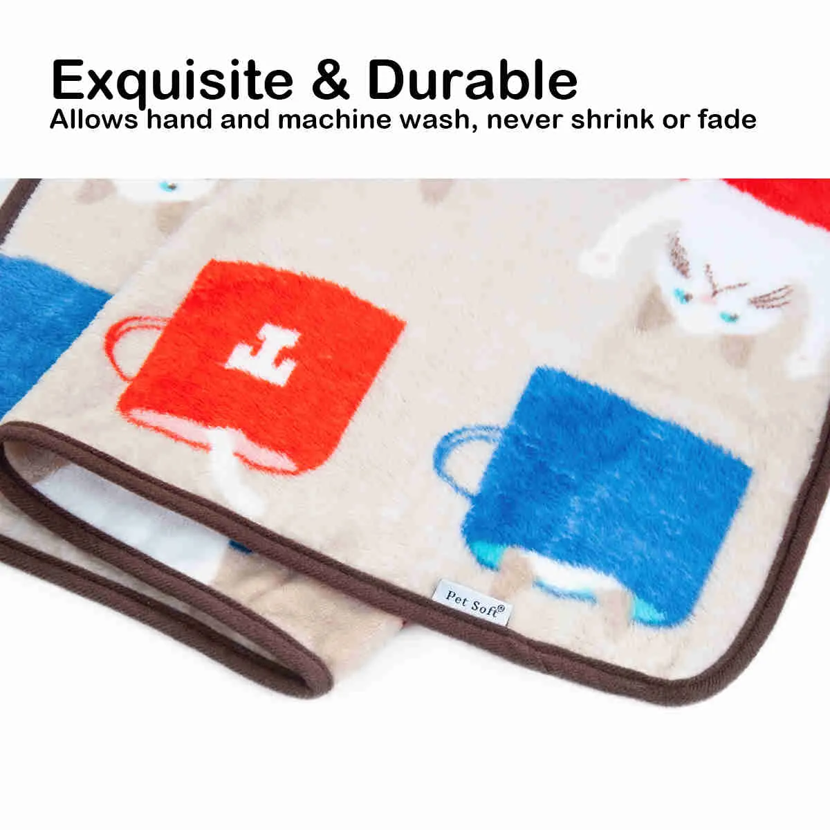 Fluffy Cats Dogs Blankets, 3 Pack  (French Bulldog, M)