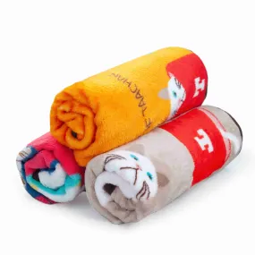 Fluffy Cats Dogs Blankets, 3 Pack  (French Bulldog, M)