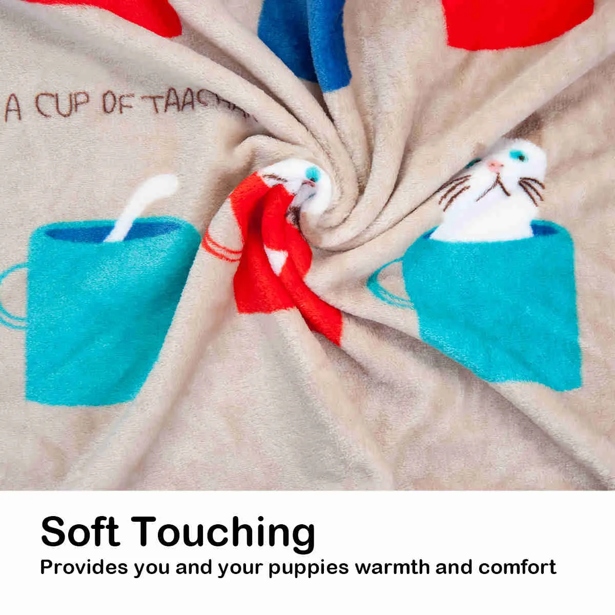 Fluffy Cats Dogs Blankets, 3 Pack  (French Bulldog, M)