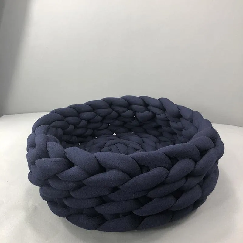 Fluffy Knitted Round Cat Bed