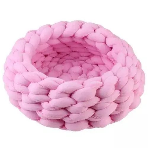 Fluffy Knitted Round Cat Bed