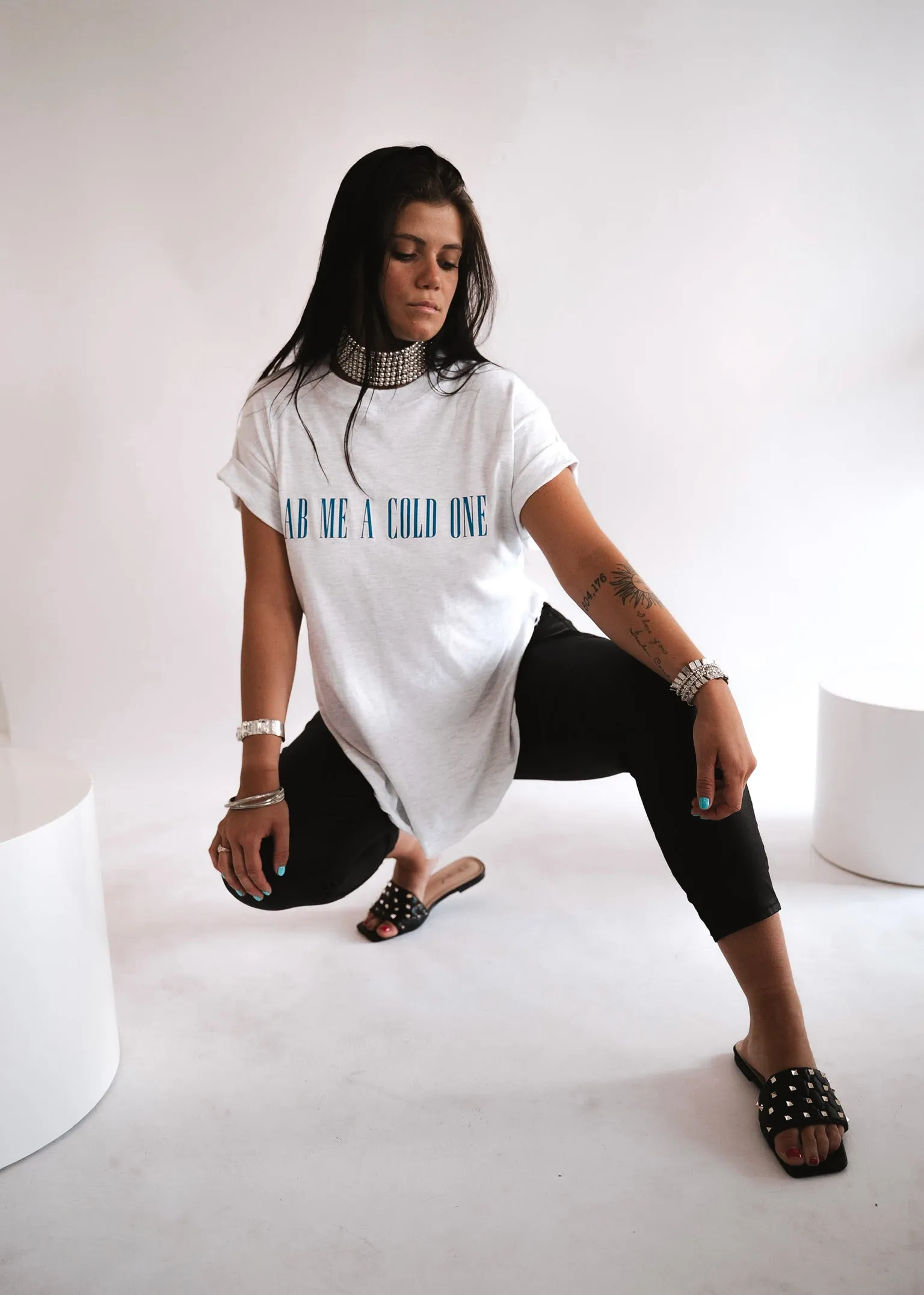 GRAB ME A COLD ONE SIDE SLIT TEE