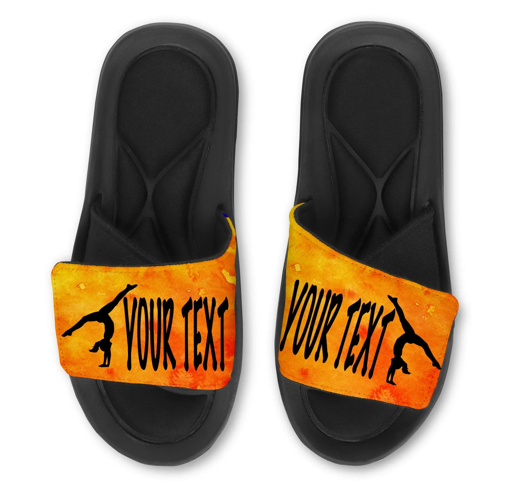 Gymnastics Custom Slides Sandals with Watercolor Background