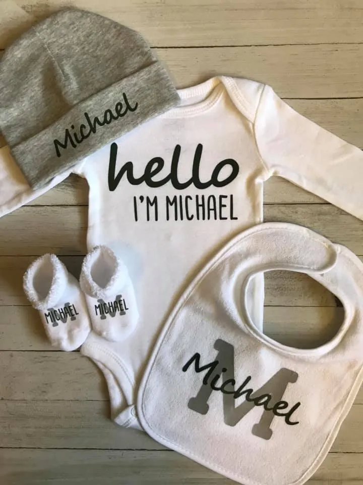Hello I'm Baby Name Personalized Gift Set