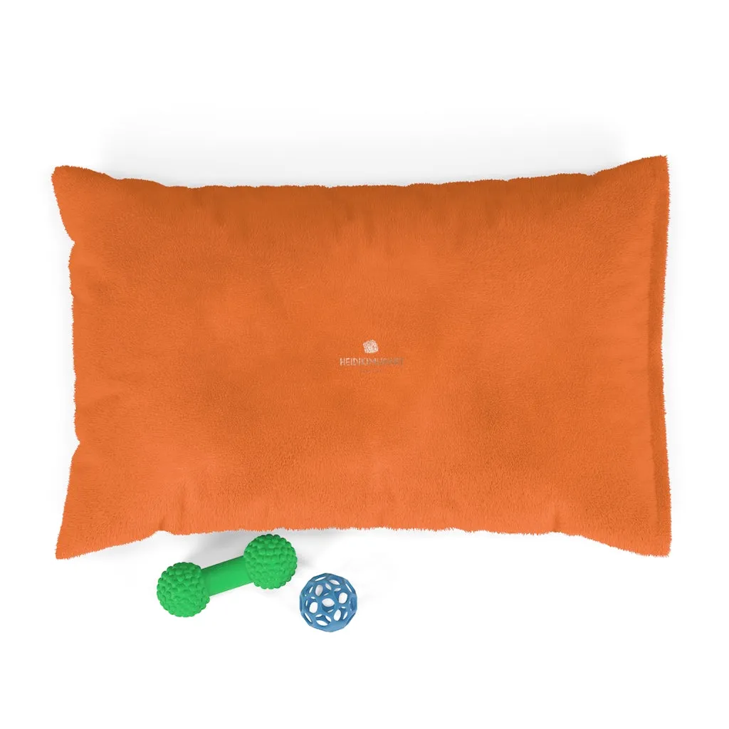 Hot Orange Pet Bed, Solid Color Machine-Washable Pet Pillow With Zippers-Printed in USA