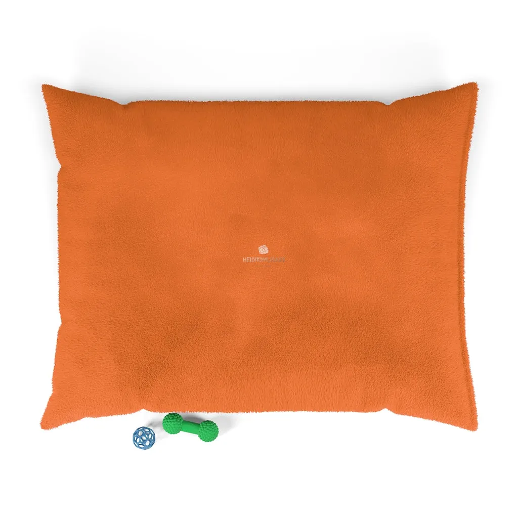 Hot Orange Pet Bed, Solid Color Machine-Washable Pet Pillow With Zippers-Printed in USA