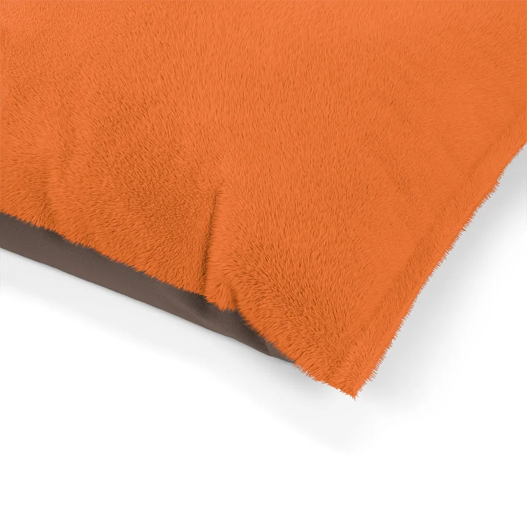Hot Orange Pet Bed, Solid Color Machine-Washable Pet Pillow With Zippers-Printed in USA