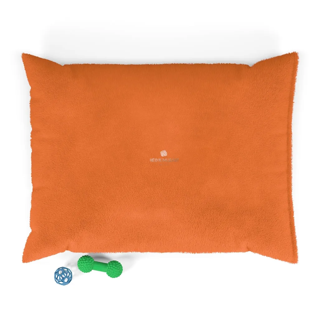 Hot Orange Pet Bed, Solid Color Machine-Washable Pet Pillow With Zippers-Printed in USA