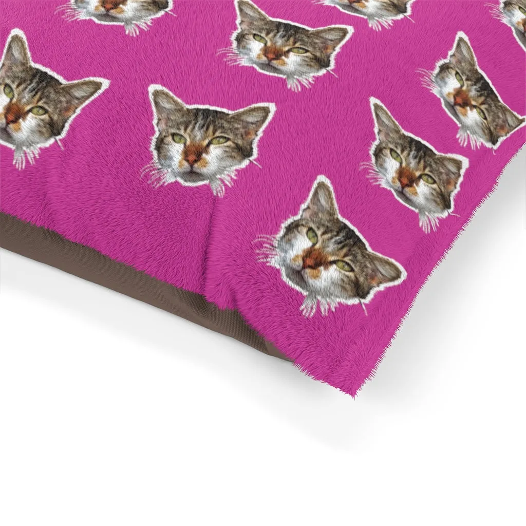 Hot Pink Cat Pet Bed, Solid Color Machine-Washable Pet Pillow With Zippers-Printed in USA