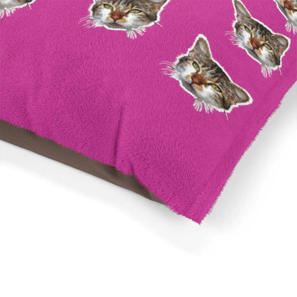 Hot Pink Cat Pet Bed, Solid Color Machine-Washable Pet Pillow With Zippers-Printed in USA
