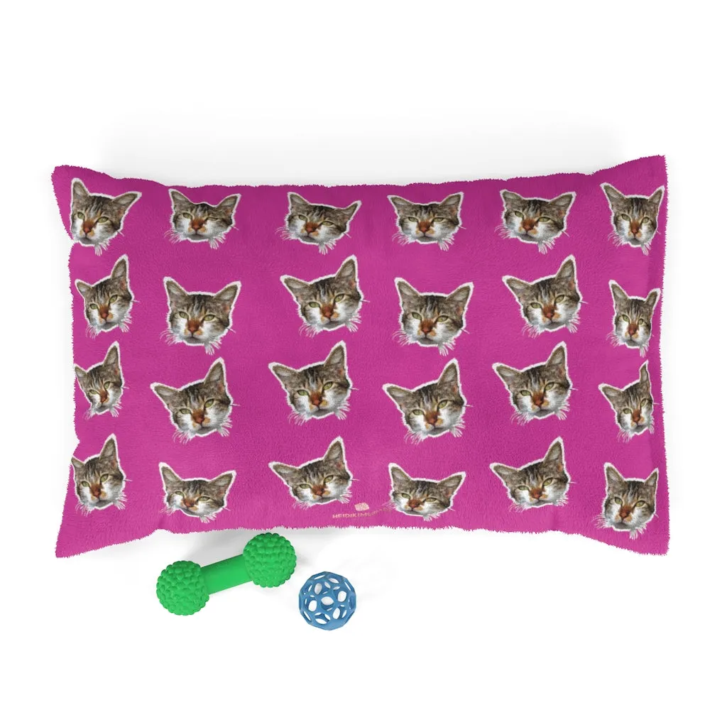 Hot Pink Cat Pet Bed, Solid Color Machine-Washable Pet Pillow With Zippers-Printed in USA