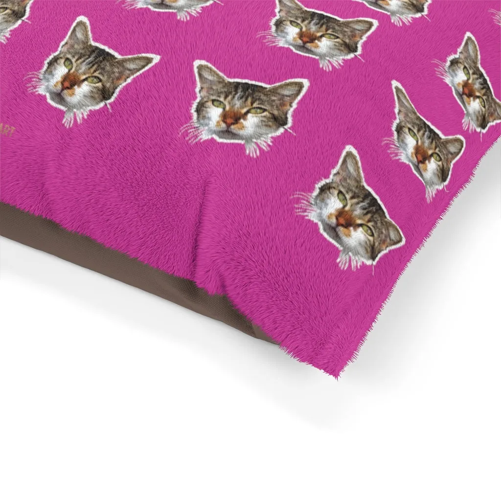 Hot Pink Cat Pet Bed, Solid Color Machine-Washable Pet Pillow With Zippers-Printed in USA