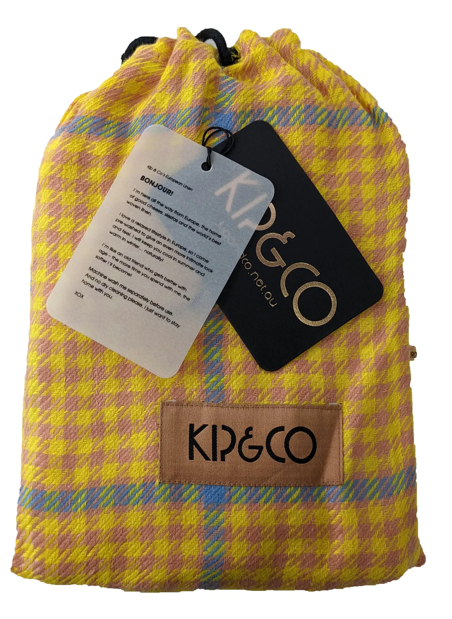 Kip&Co Linen Lemon Hounding Euro Size Pillowcase Cover NWT