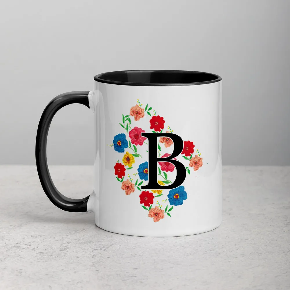 Letter B Floral Mug