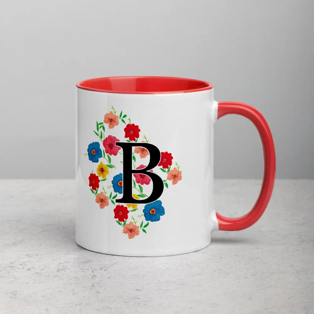 Letter B Floral Mug