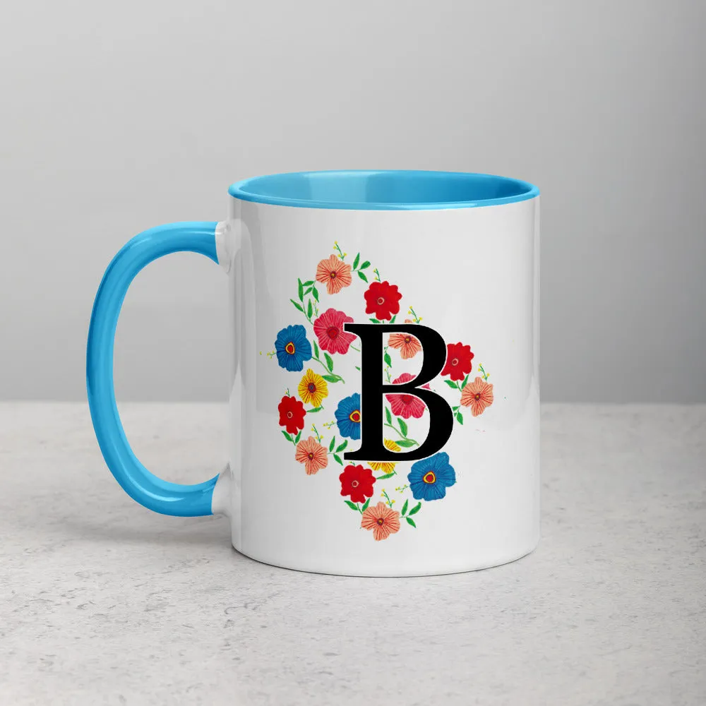 Letter B Floral Mug
