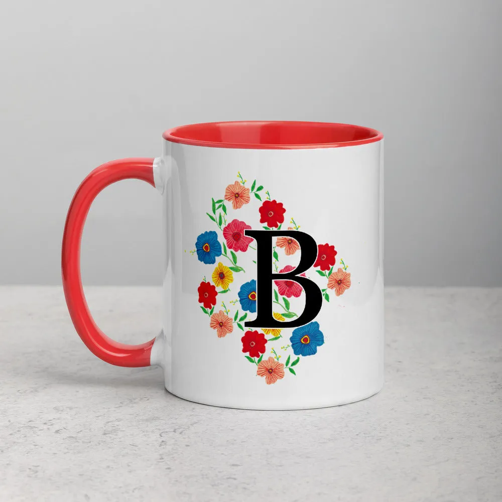 Letter B Floral Mug