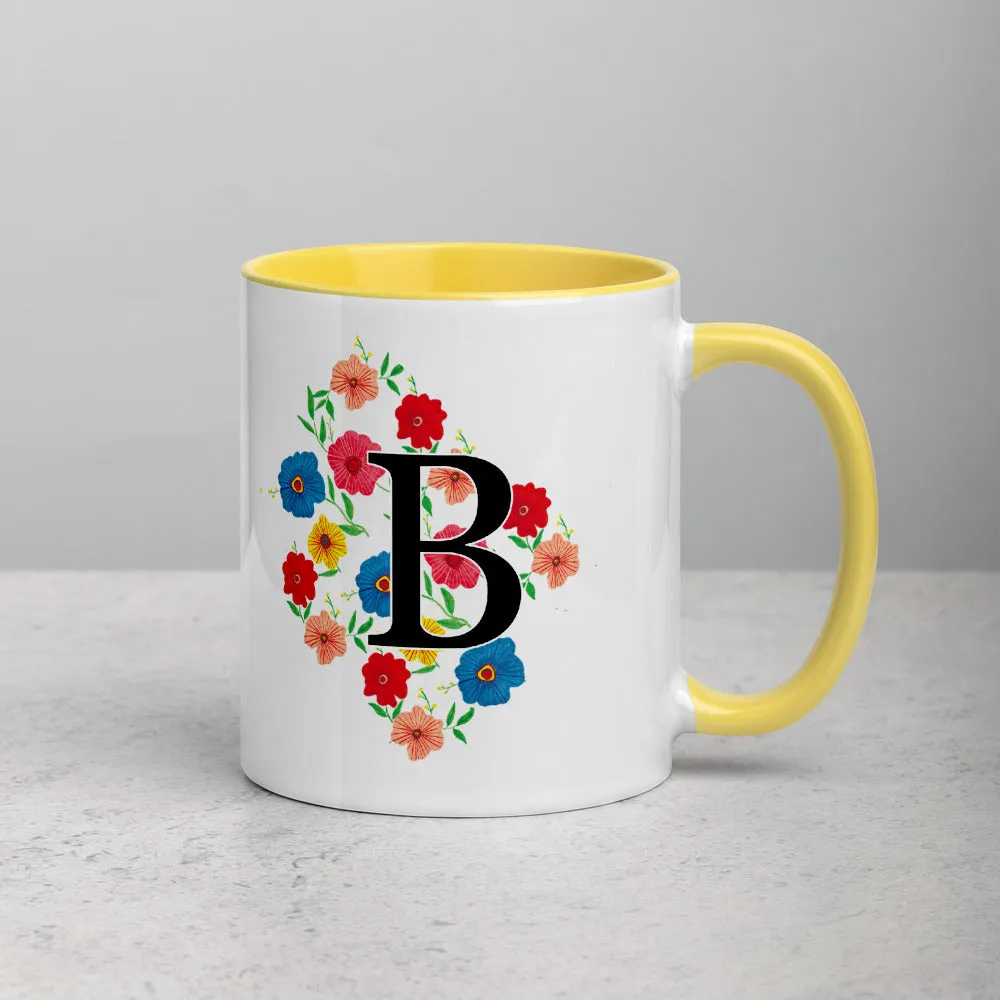 Letter B Floral Mug