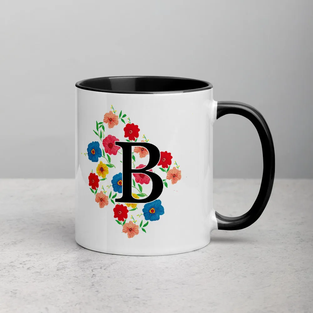 Letter B Floral Mug