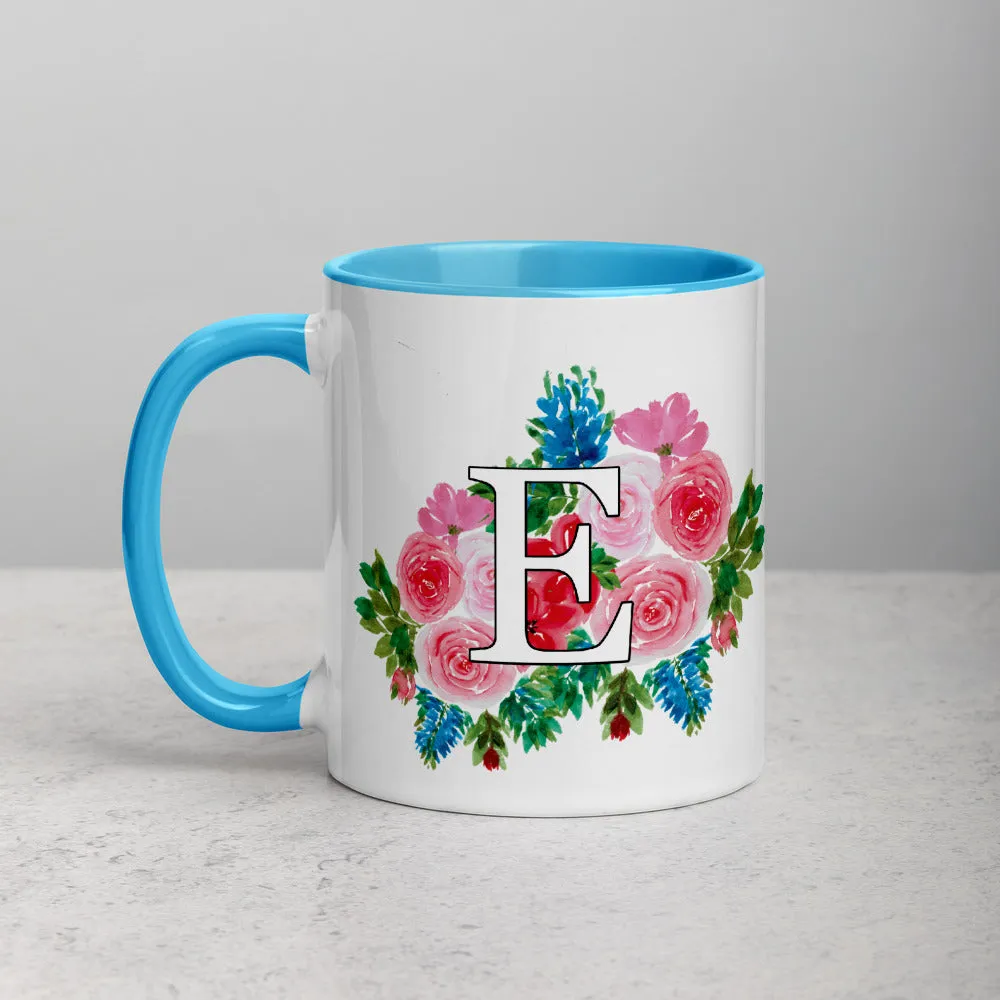 Letter E Floral Mug