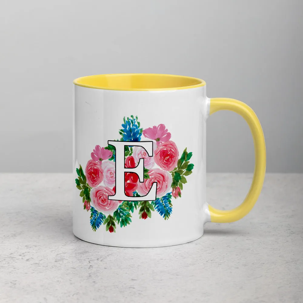 Letter E Floral Mug
