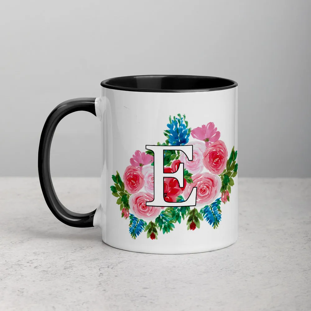 Letter E Floral Mug