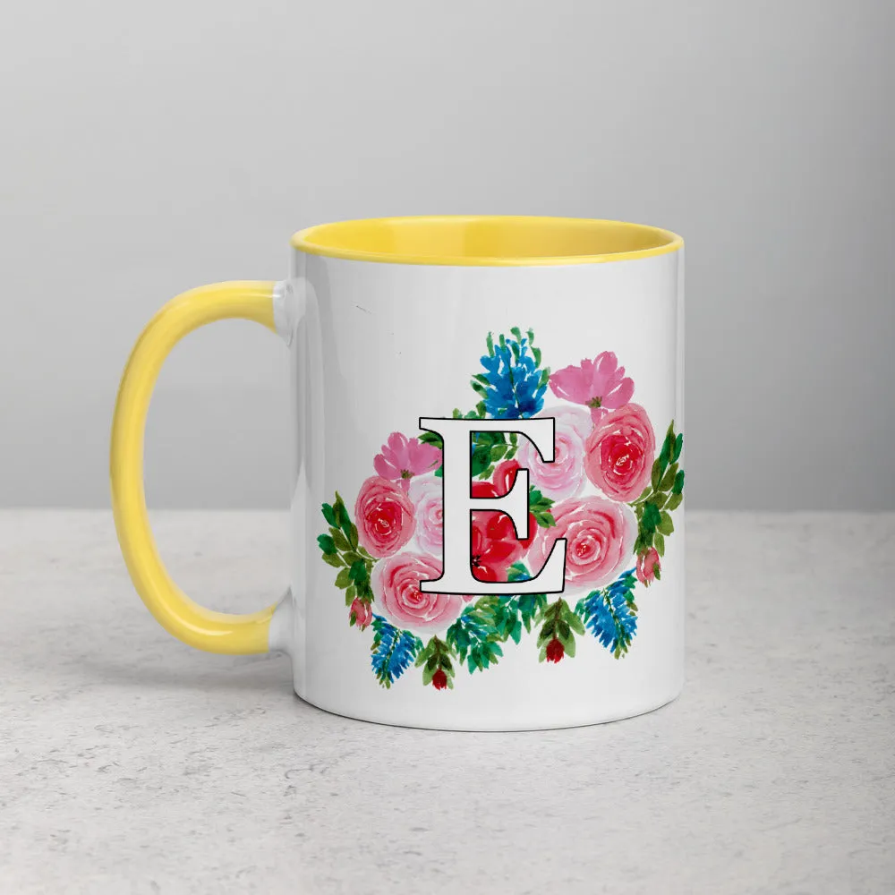 Letter E Floral Mug