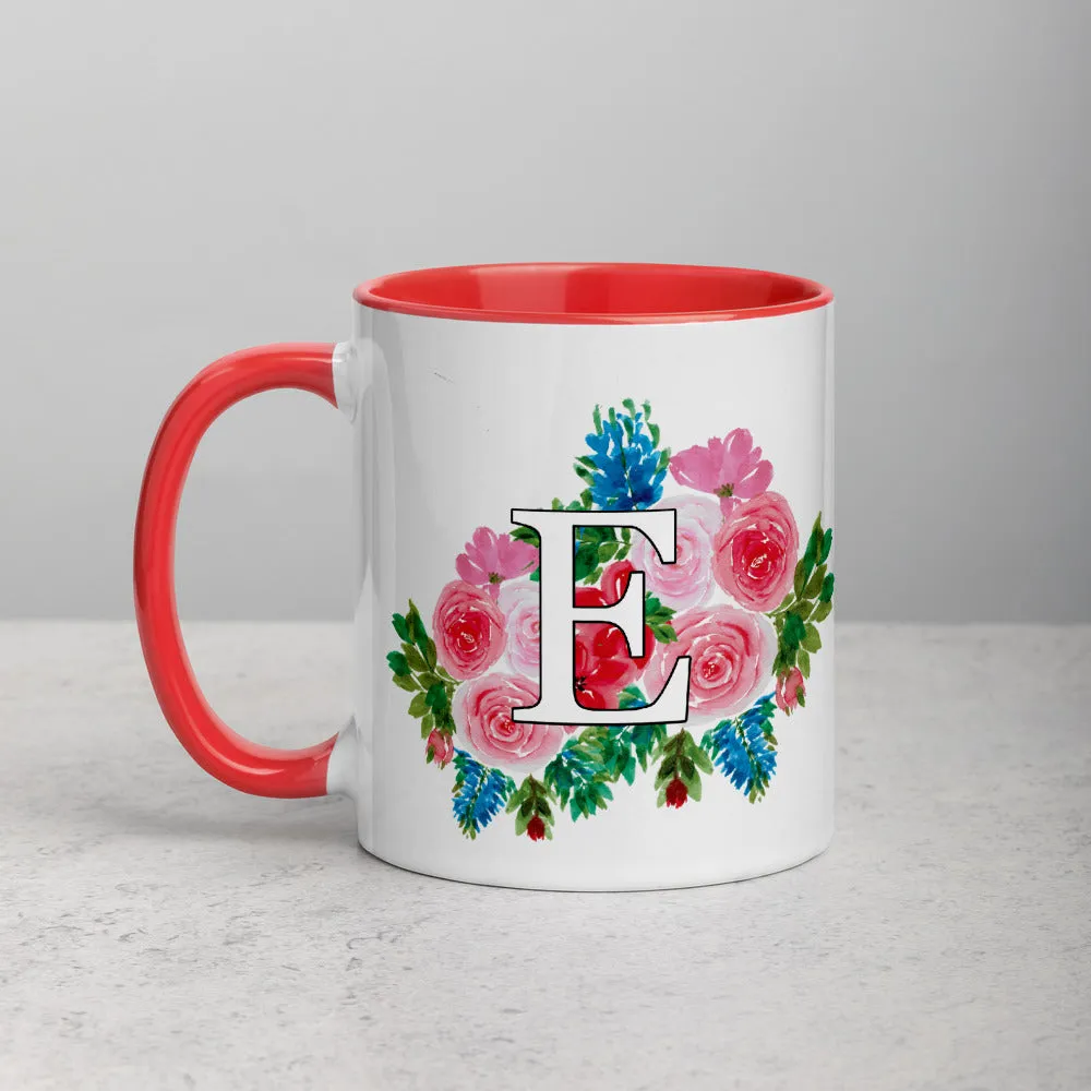 Letter E Floral Mug