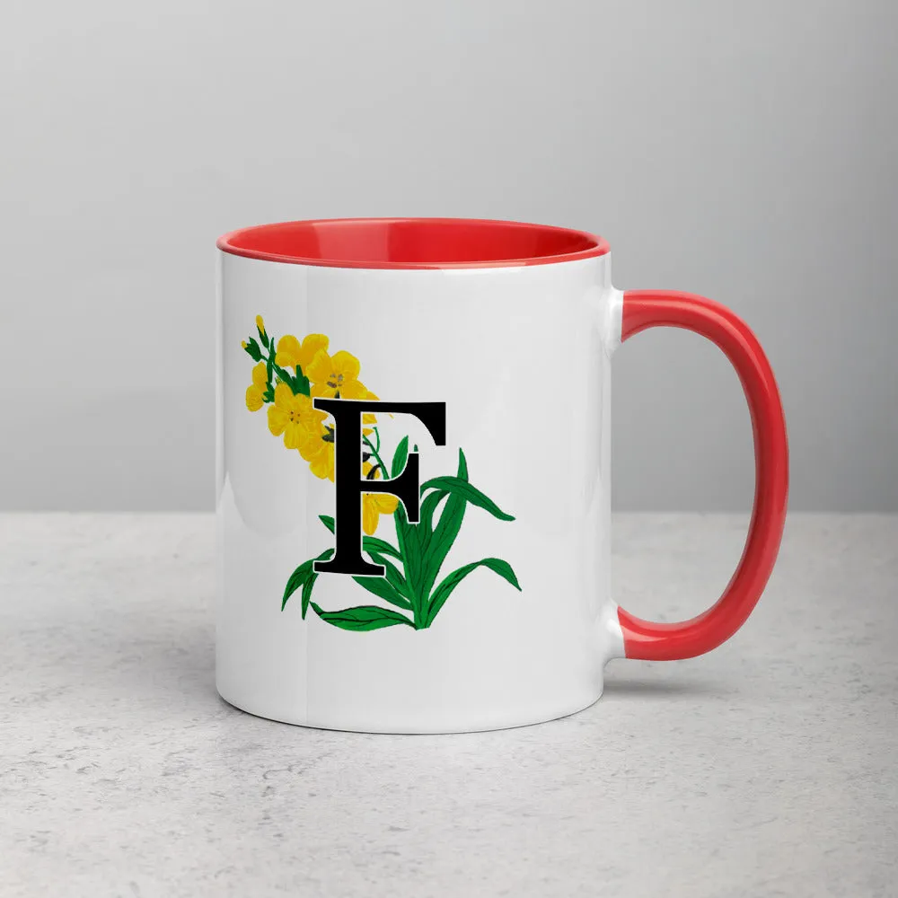 Letter F Floral Mug