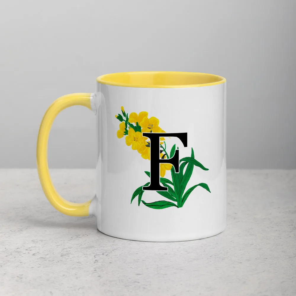 Letter F Floral Mug