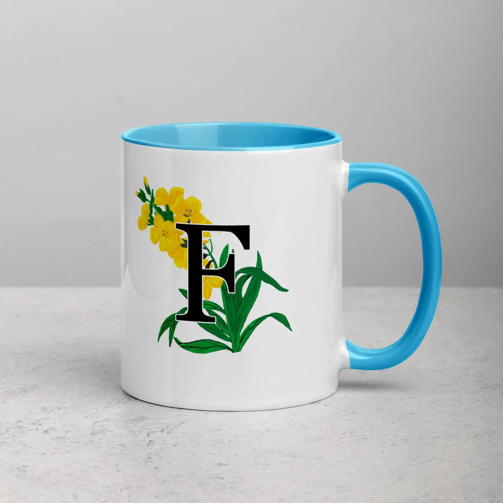 Letter F Floral Mug