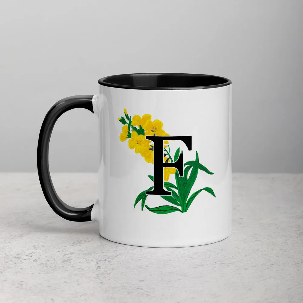 Letter F Floral Mug