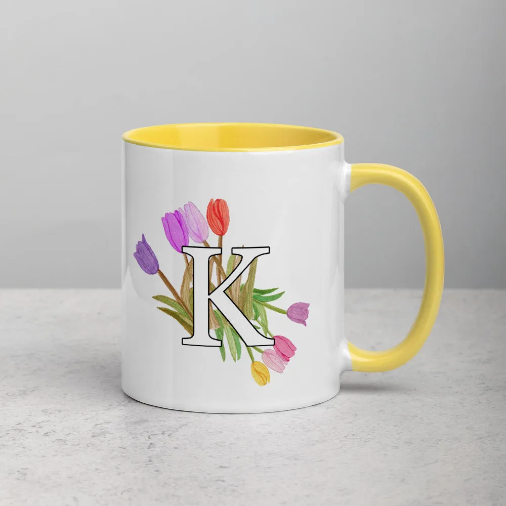 Letter K Floral Mug