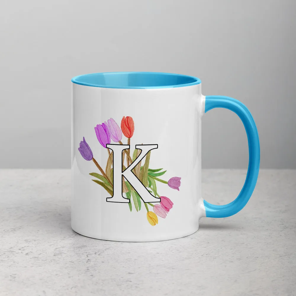 Letter K Floral Mug