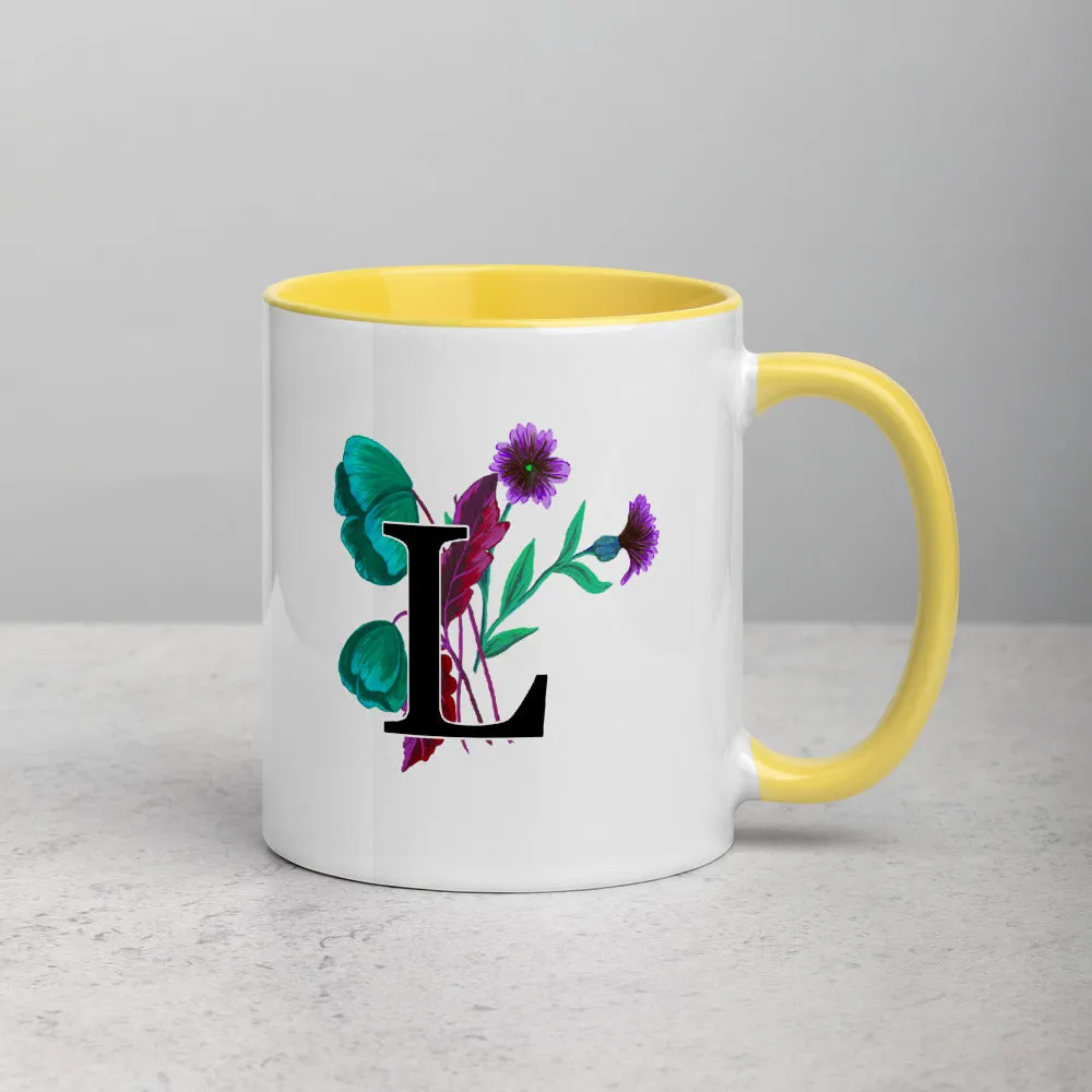 Letter L Floral Mug