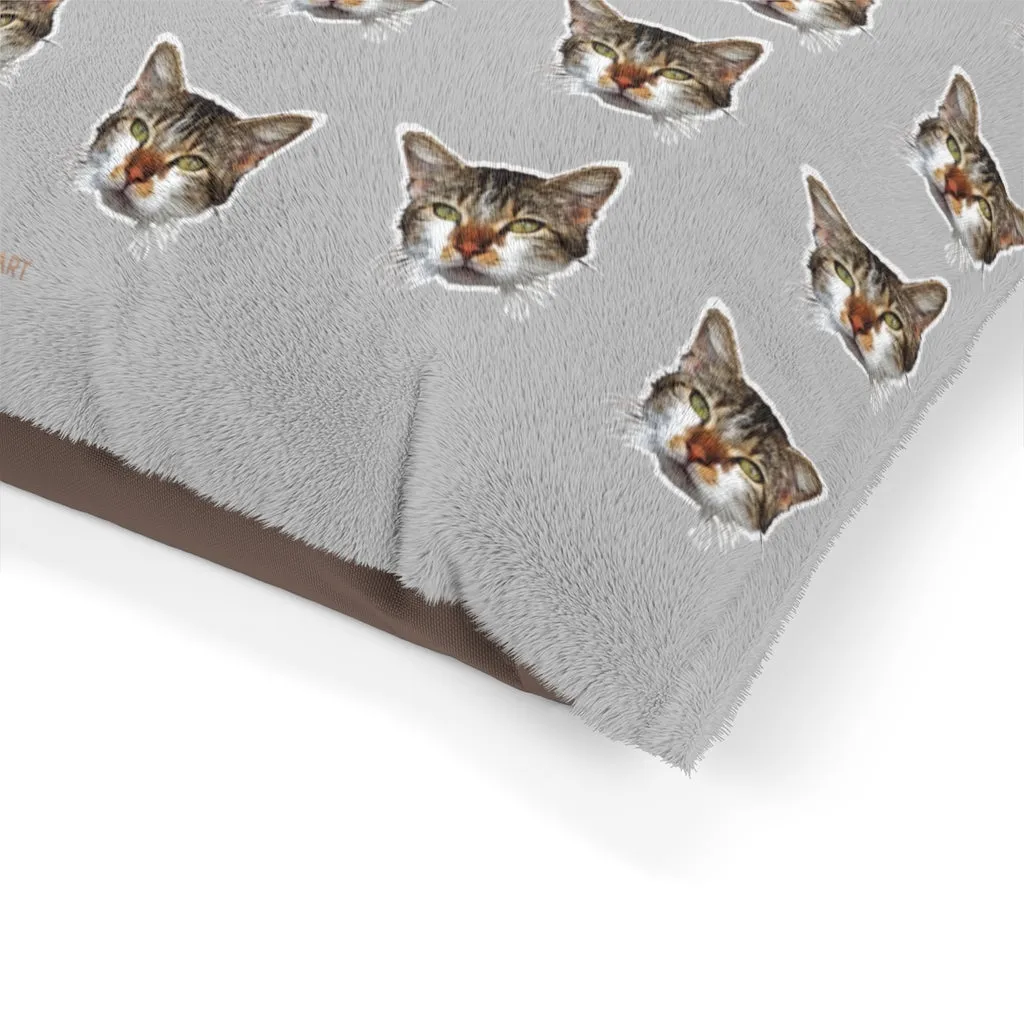 Light Grey Cat Pet Bed, Solid Color Machine-Washable Pet Pillow With Zippers-Printed in USA